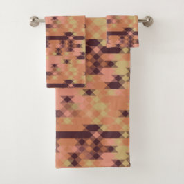 Conjunto De Toalhas Peach orange burgundy yellow geometric