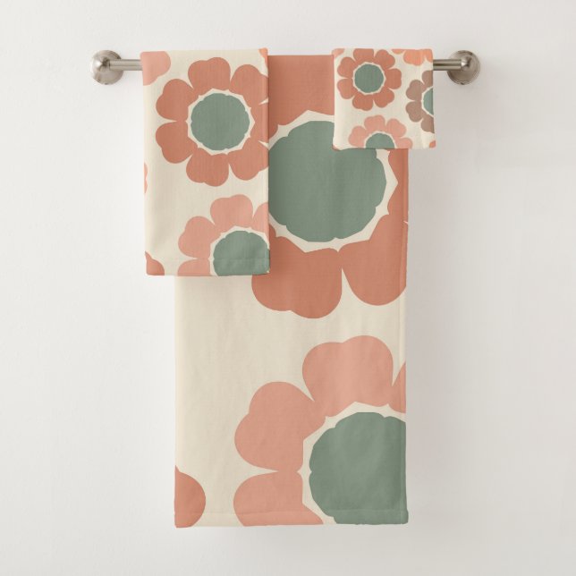 Conjunto De Toalhas Peachy Neutral Floral Design (Insitu)