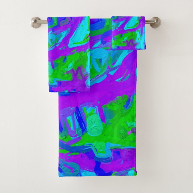 Conjunto De Toalhas Peacock Abstrato Watercolor (Insitu)