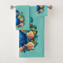Peacock Com Rosas De Pêssego