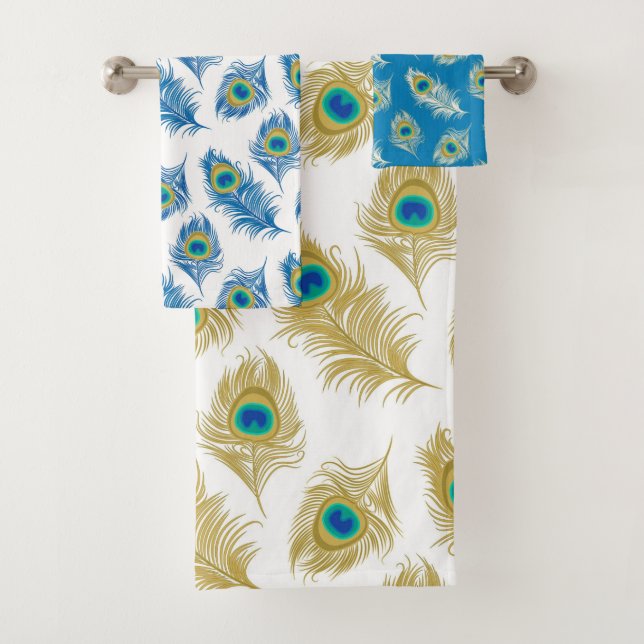 Conjunto De Toalhas Peacock Feather Patterel Towel (Insitu)