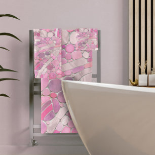 Conjunto De Toalhas Pebbles Mosaico Art - Rosa Blush Pink