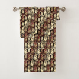 Conjunto De Toalhas Peças retangulares talhadas manchadas, ouro marrom