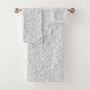 Conjunto De Toalhas Pedra Branca Texturizada, Arte Monocromática Abstr