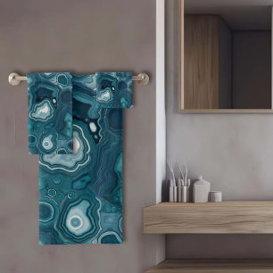 Conjunto De Toalhas Pedra de Ágata Azul Turquesa