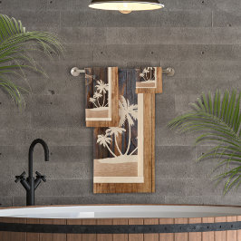 Conjunto De Toalhas Pedra de madeira russa Monograma Palms Beach