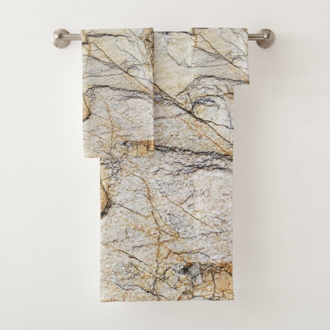 Conjunto De Toalhas Pedra Mable Castanho e Preto Texturizada (Insitu)