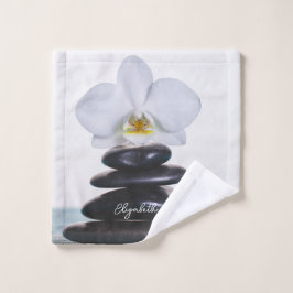 Conjunto De Toalhas Pedras zen Orquídea Branca