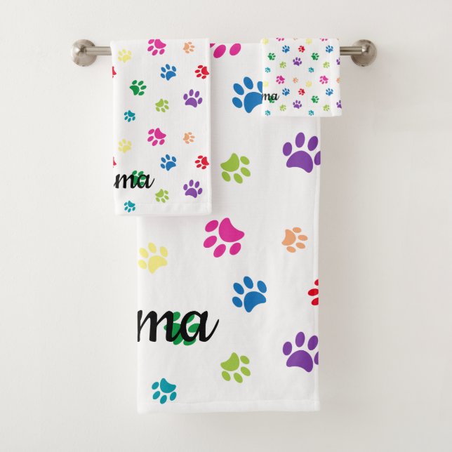 Conjunto De Toalhas Pegadas Coloridas de Patas Pintadas (Insitu)