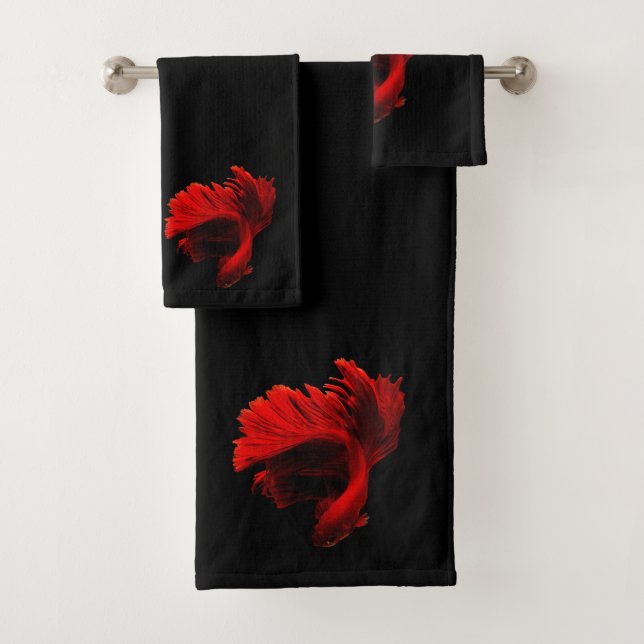 Conjunto De Toalhas Peixe Combatente Tailandês Rubi Vermelho (Insitu)