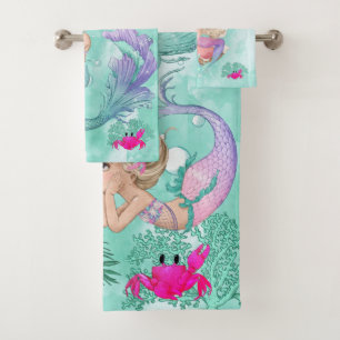 Conjunto De Toalhas Peixe-Estrelado Verde Sereia Pessoal