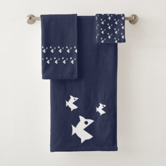 Conjunto De Toalhas Peixe grande peixe pequeno Oceano Azul