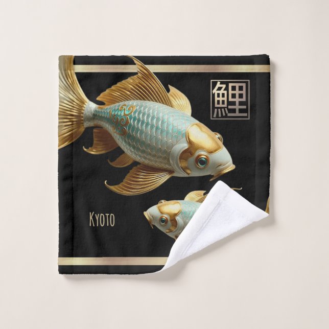 Conjunto De Toalhas Peixe-Koi Dourado/Jade Porcelain (Pano de lavar)