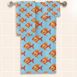 Conjunto De Toalhas Peixe Laranja Cute, Cute, Cute, Do Mar Do Oceano M