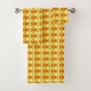 Conjunto De Toalhas Peixe Moderno Do Século De Médio, Amarelo De Mos