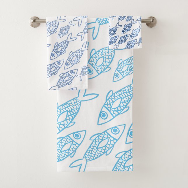 Conjunto De Toalhas Peixes Azuis Nadando no Mar (Insitu)