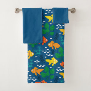 Conjunto De Toalhas Peixes Dourados no Aquário