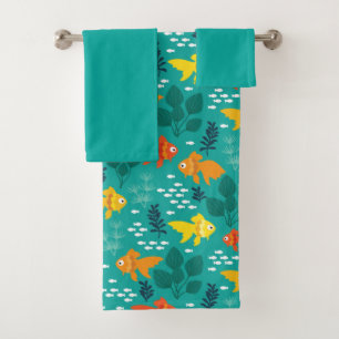 Conjunto De Toalhas Peixes Dourados no Aquário