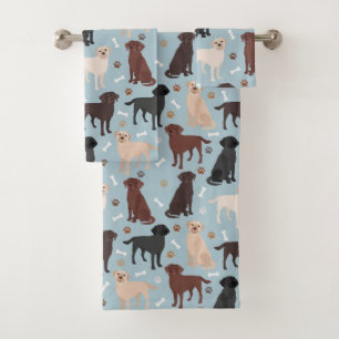 Conjunto De Toalhas Peixes e Ossos do Labrador Retriever