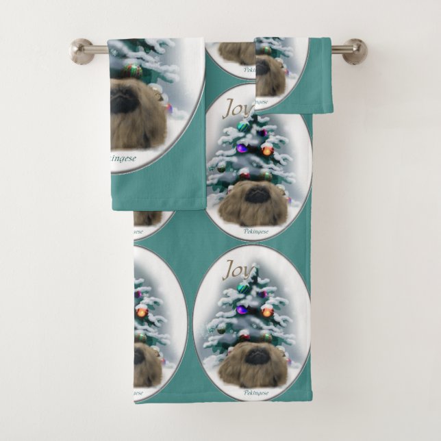 Conjunto De Toalhas Pekingese Christmas (Insitu)