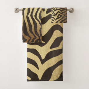 Conjunto De Toalhas Pele Animal Estampa de Zebra Pelagens Glamour Dour