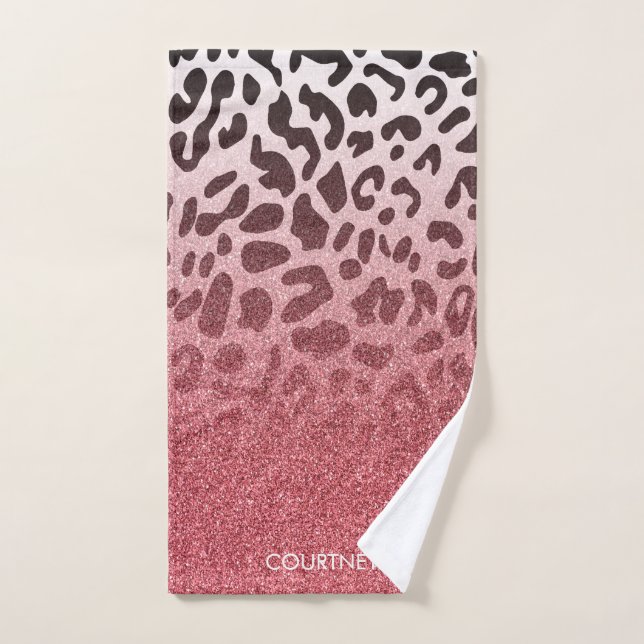 Conjunto De Toalhas Pele-Leopardo Rosa-Colorida (Toalha de mão)