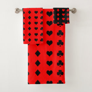 Conjunto De Toalhas Peles, espadas, corações, diamantes - vermelho e p