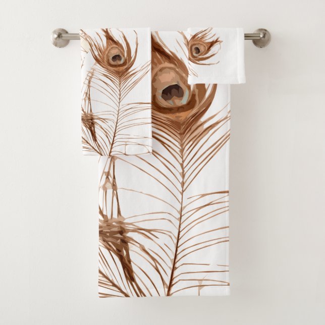 Conjunto De Toalhas Pena de Peacock Geométrica Moderna Subestimada (Insitu)