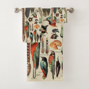 Conjunto De Toalhas Penas Antigas de Feather Bird