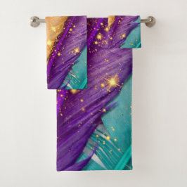 Conjunto De Toalhas Penas Coloridas Vibrantes