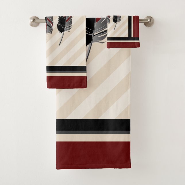 Conjunto De Toalhas Penas de Creme, Marão e Negro (Insitu)