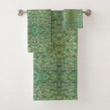 Conjunto de Toalhas - Penas de Peacock