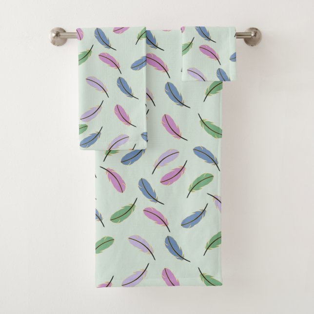 Conjunto De Toalhas Penas de queda moderna Pastel Azul (Insitu)