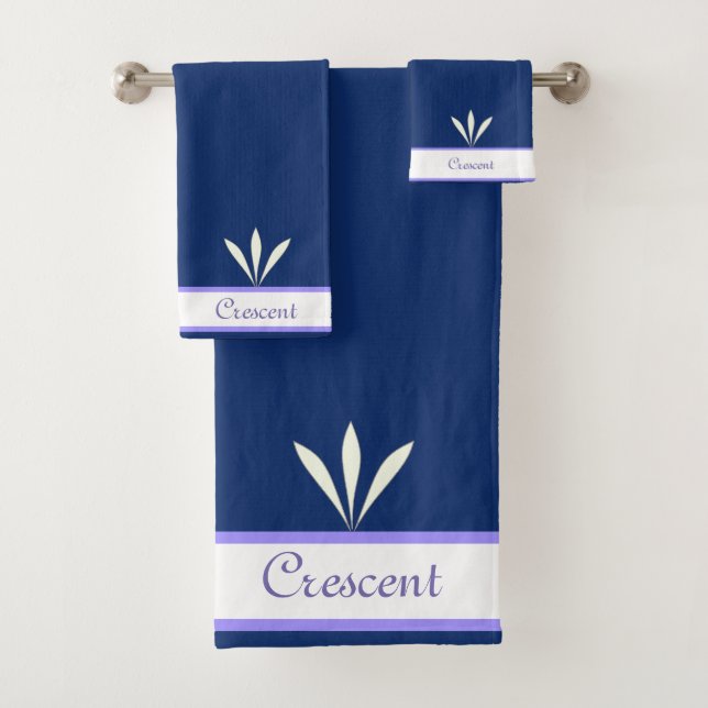 Conjunto De Toalhas Penas Elegantes sobre Azul Marinho (Insitu)
