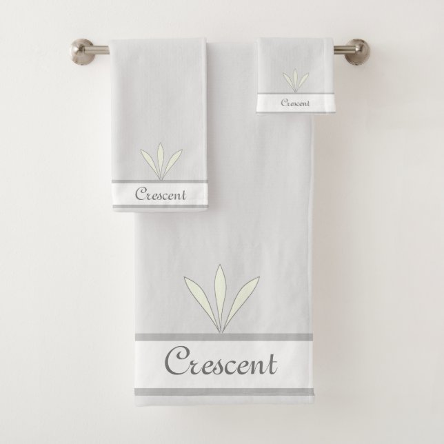 Conjunto De Toalhas Penas Elegantes sobre Cinza Prata e Branco (Insitu)