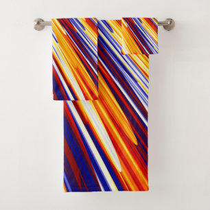Conjunto De Toalhas Penas Geométricas de Abstrato Amarelo Azul