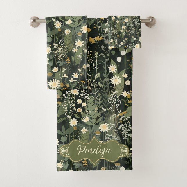 Conjunto De Toalhas Penelope Dark Daisy Floral (Insitu)