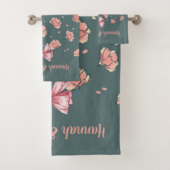 Conjunto De Toalhas Penônio rosa e padrão do Arco (Insitu)