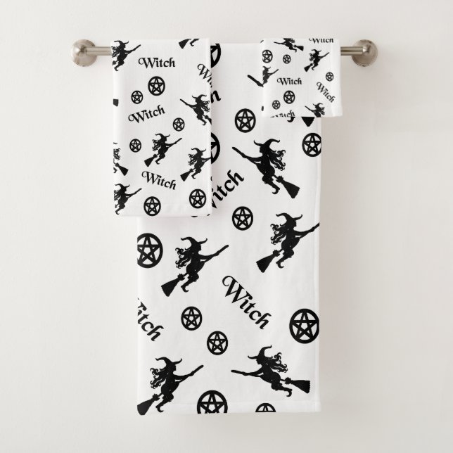 Conjunto De Toalhas Pentáculos negros e bruxas nas vassouras (Insitu)