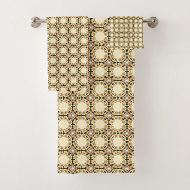 Conjunto De Toalhas Pentes de mel florais: Padrão geométrico de intric (Insitu)