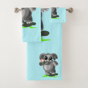 Conjunto De Toalhas Pequeno Elefante Bonito