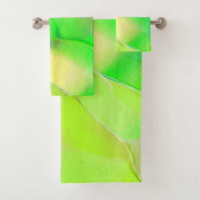 Conjunto De Toalhas Pequeno esculpido em verde amarelado e vívido (Insitu)