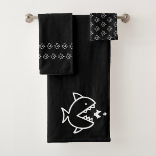 Conjunto De Toalhas Pequeno peixe preto branco