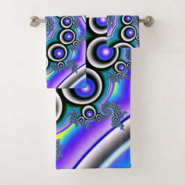 Conjunto De Toalhas Pérolas Roxas Coloridas Espirais Fractais