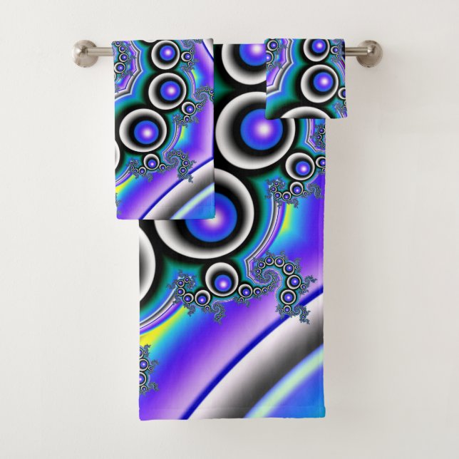 Conjunto De Toalhas Pérolas Roxas Coloridas Espirais Fractais (Insitu)