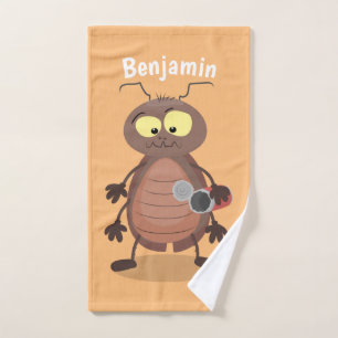 Conjunto De Toalhas Personagem de desenho animado de barata engraçado 
