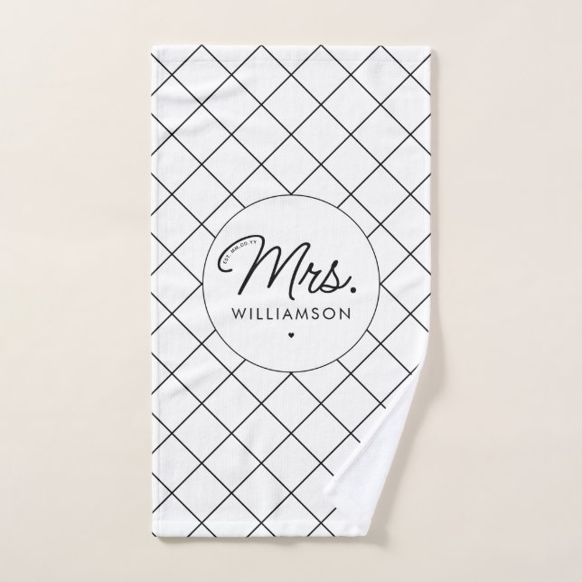 Conjunto De Toalhas Personalizada Sra. Est. Script Elegante Moderno Re (Toalha de mão)