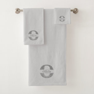 Conjunto De Toalhas Personalizado O Monograma Inicial Do Prata Seu Nom