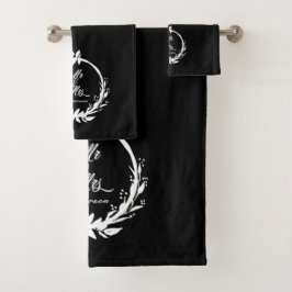Conjunto De Toalhas Personalizado Sr & Sra. Elegante Black & White New