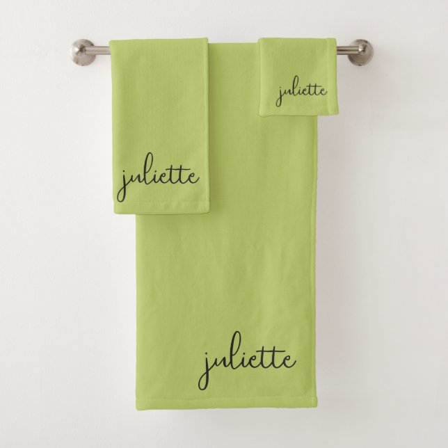 Conjunto De Toalhas Personalizado Verde Wasabi Minimalista (Insitu)